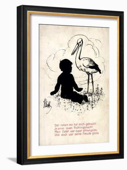 Künstler Klett, Storch Bringt Kind, Frühlingsnacht, Vater Ahnungslos-null-Framed Giclee Print