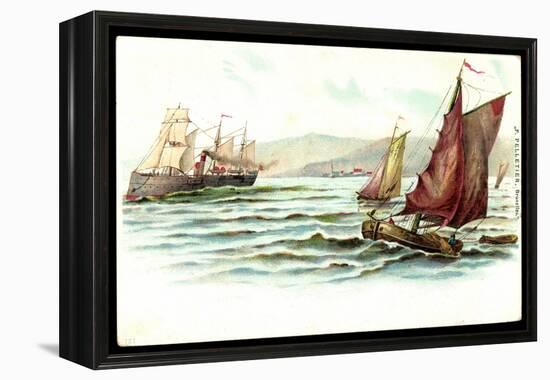 Künstler Pelletier, F., Segelboote, Dampfschiff-null-Framed Premier Image Canvas