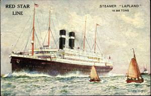 Künstler Red Star Line, Steamer Lapland, Dampfer