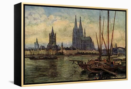 Künstler Rüdell, K., Köln Rhein, Blick Zum Dom,Boote-null-Framed Premier Image Canvas