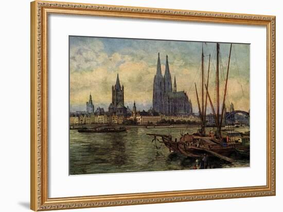 Künstler Rüdell, K., Köln Rhein, Blick Zum Dom,Boote-null-Framed Giclee Print