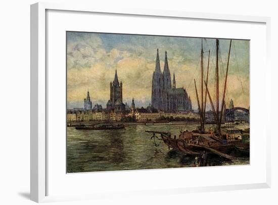 Künstler Rüdell, K., Köln Rhein, Blick Zum Dom,Boote-null-Framed Giclee Print