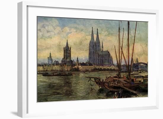 Künstler Rüdell, K., Köln Rhein, Blick Zum Dom,Boote-null-Framed Giclee Print