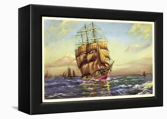 Künstler Segelschiff, 3 Master in Fahrt, Segelboote-null-Framed Premier Image Canvas