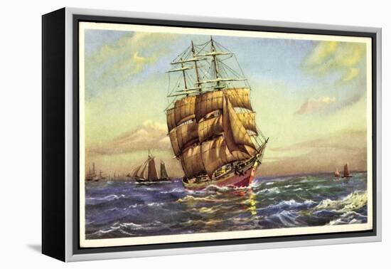 Künstler Segelschiff, 3 Master in Fahrt, Segelboote-null-Framed Premier Image Canvas