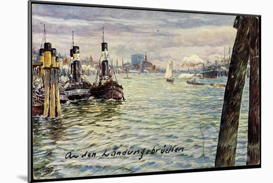 Künstler Ullmann, M., Hamburg,Hafen, Landungsbrücken-null-Mounted Giclee Print