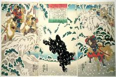 Kamei Rokuro and the Black Bear in the Snow, 1849 (Colour Woodblock Print)-Kuniyoshi Utagawa-Giclee Print
