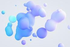 Abstract 3d art background. Holographic floating liquid blobs, soap bubbles, metaballs.-Kunlacha Petpathomchon-Art Print