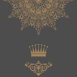 Elegant Gold Frame Banner with Crown, Floral Elements on the Ornate Background-Kunz Viktor-Stretched Canvas