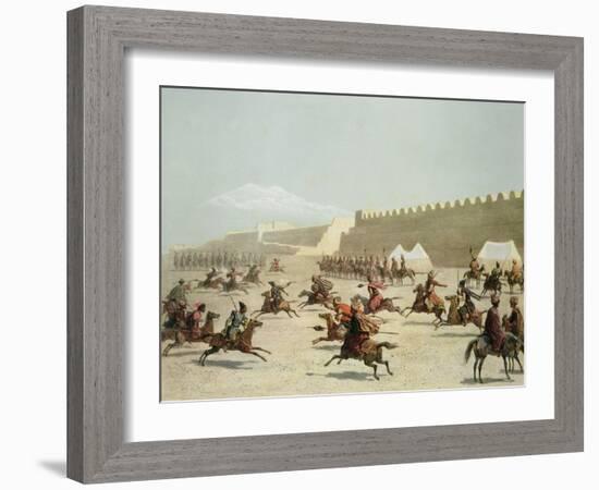 Kurdish and Tatar Warriors, Sadar Abbat, Armenia, Plate 15, Book on Caucasuss, c.1847-Grigori Grigorevich Gagarin-Framed Giclee Print