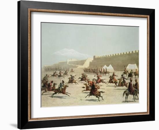 Kurdish and Tatar Warriors, Sadar Abbat, Armenia, Plate 15, Book on Caucasuss, c.1847-Grigori Grigorevich Gagarin-Framed Giclee Print