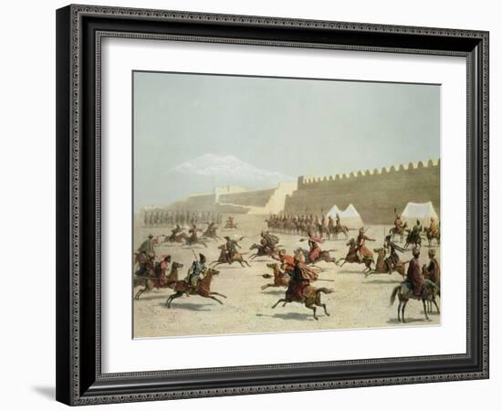 Kurdish and Tatar Warriors, Sadar Abbat, Armenia, Plate 15, Book on Caucasuss, c.1847-Grigori Grigorevich Gagarin-Framed Giclee Print