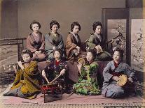 Group of Geisha Girls Playing Musical Instruments (Hand Coloured Albumen Print on Card)-Kusakabe Kimbei-Framed Giclee Print