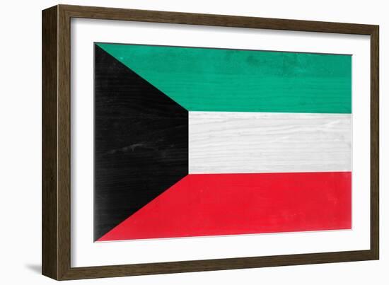 Kuwait Flag Design with Wood Patterning - Flags of the World Series-Philippe Hugonnard-Framed Art Print