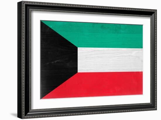 Kuwait Flag Design with Wood Patterning - Flags of the World Series-Philippe Hugonnard-Framed Art Print