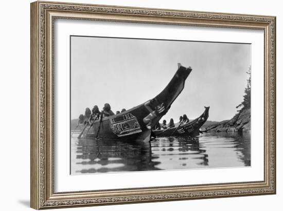 Kwakiutl Canoes, c1914-Edward S. Curtis-Framed Giclee Print