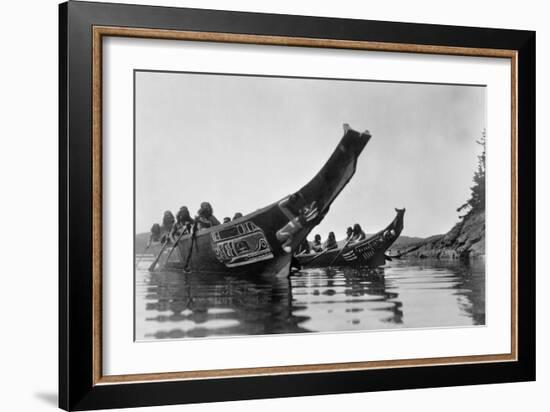 Kwakiutl Canoes, c1914-Edward S. Curtis-Framed Giclee Print