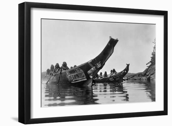 Kwakiutl Canoes, c1914-Edward S. Curtis-Framed Giclee Print