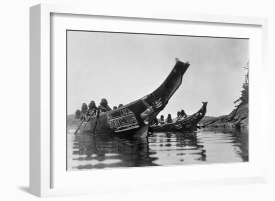 Kwakiutl Canoes, c1914-Edward S. Curtis-Framed Giclee Print