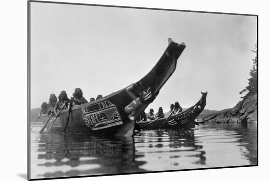 Kwakiutl Canoes, c1914-Edward S. Curtis-Mounted Giclee Print