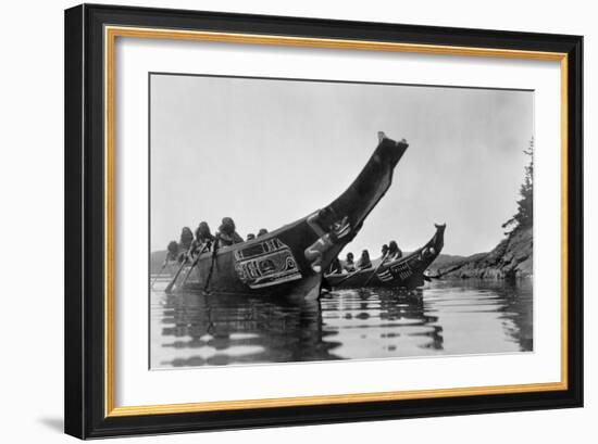 Kwakiutl Canoes, c1914-Edward S. Curtis-Framed Giclee Print
