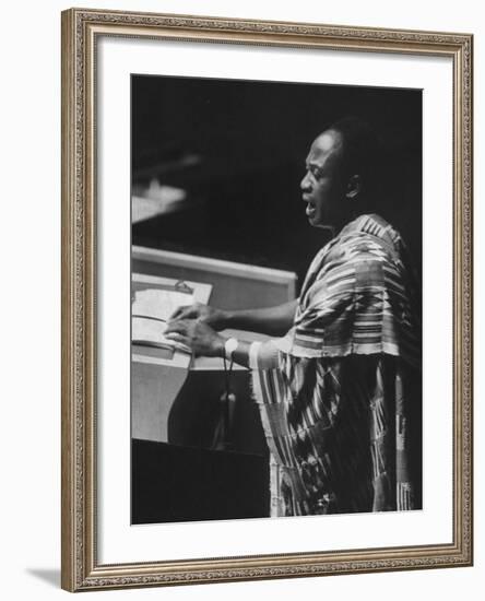 Kwame Nkrumah Speaking at United Nation General Assembly-Ralph Crane-Framed Premium Photographic Print