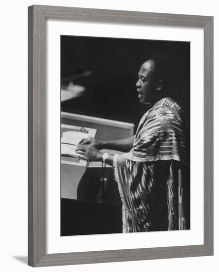 Kwame Nkrumah Speaking at United Nation General Assembly-Ralph Crane-Framed Premium Photographic Print