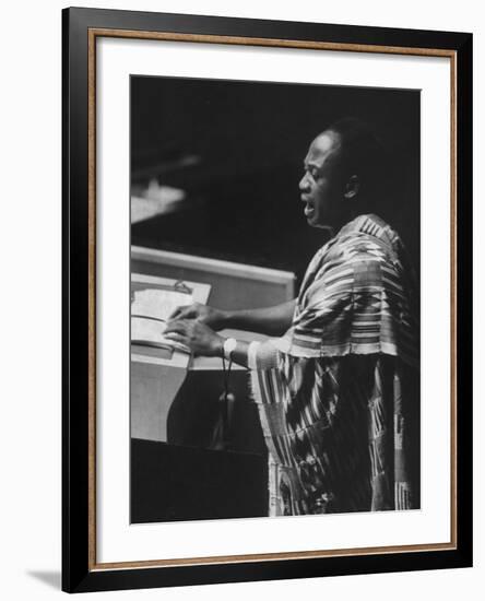 Kwame Nkrumah Speaking at United Nation General Assembly-Ralph Crane-Framed Premium Photographic Print