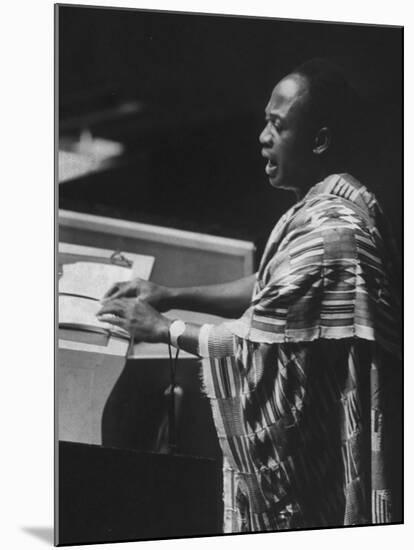 Kwame Nkrumah Speaking at United Nation General Assembly-Ralph Crane-Mounted Premium Photographic Print