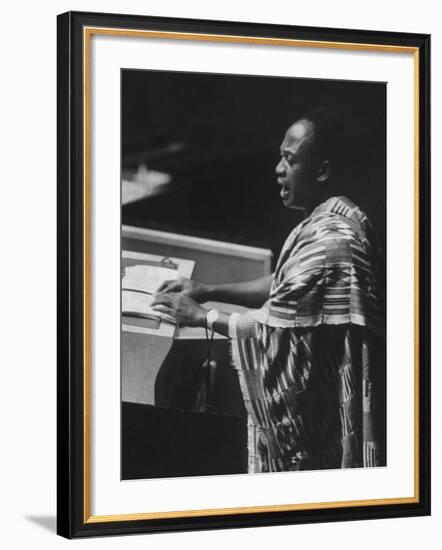 Kwame Nkrumah Speaking at United Nation General Assembly-Ralph Crane-Framed Premium Photographic Print