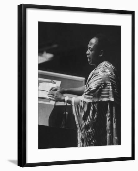 Kwame Nkrumah Speaking at United Nation General Assembly-Ralph Crane-Framed Premium Photographic Print