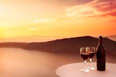 2 Glasses of Red Wine and Beautiful Sunset-kwest19-Photographic Print