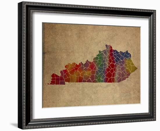 KY Colorful Counties-Red Atlas Designs-Framed Giclee Print