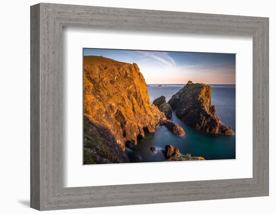 Kynance Cove in late evening, Lizard National Nature Reserve, Lizard Peninsula, England-Andrew Michael-Framed Photographic Print