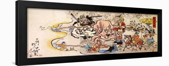 Kyosai Hyakukyo, Doke Hyakumamben, Triptych, 1864-Kyosai Kawanabe-Framed Giclee Print