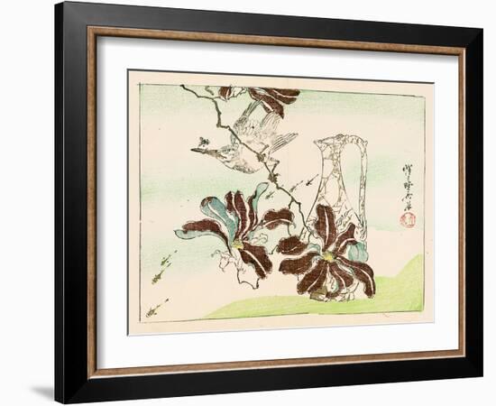 Kyosai Rakuga - Bird and Flowers-Kyosai Kawanabe-Framed Giclee Print