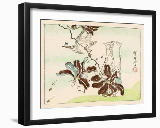 Kyosai Rakuga - Bird and Flowers-Kyosai Kawanabe-Framed Giclee Print