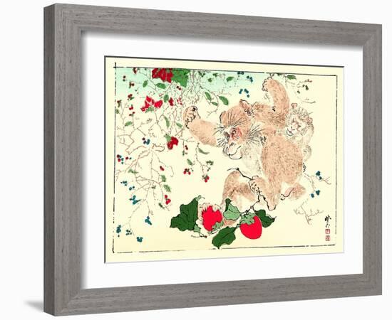 Kyosai Rakuga - Monkeys-Kyosai Kawanabe-Framed Giclee Print