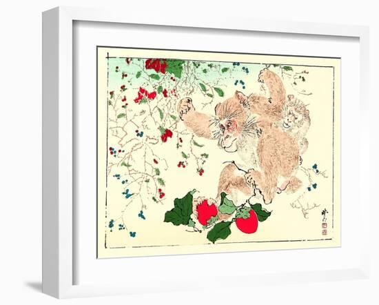 Kyosai Rakuga - Monkeys-Kyosai Kawanabe-Framed Giclee Print