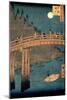 Kyoto Bridge by Moonlight, from the Series "100 Views of Famous Place in Edo," Pub. 1855-Ando Hiroshige-Mounted Giclee Print