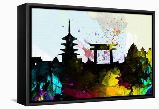 Kyoto City Skyline-NaxArt-Framed Stretched Canvas