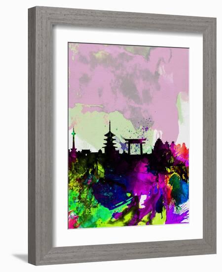 Kyoto Watercolor Skyline-NaxArt-Framed Art Print