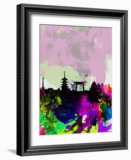 Kyoto Watercolor Skyline-NaxArt-Framed Art Print