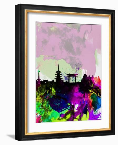 Kyoto Watercolor Skyline-NaxArt-Framed Art Print