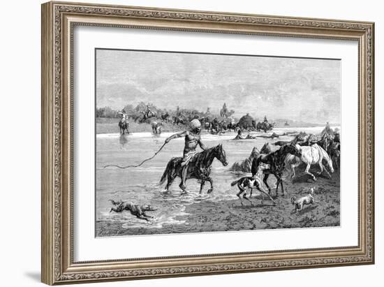 Kyrgyz Crossing a River, Kyrgyzstan, 1895-null-Framed Giclee Print