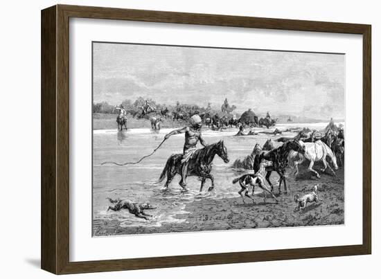 Kyrgyz Crossing a River, Kyrgyzstan, 1895-null-Framed Giclee Print