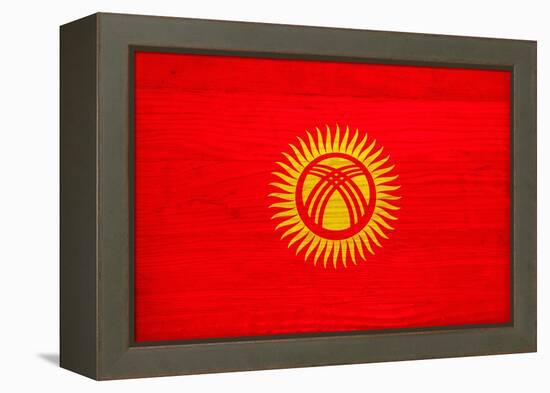 Kyrgyzstan Flag Design with Wood Patterning - Flags of the World Series-Philippe Hugonnard-Framed Stretched Canvas