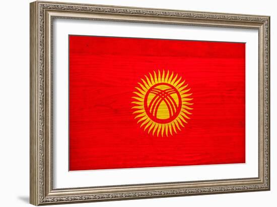 Kyrgyzstan Flag Design with Wood Patterning - Flags of the World Series-Philippe Hugonnard-Framed Art Print