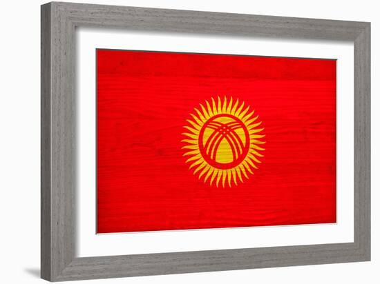 Kyrgyzstan Flag Design with Wood Patterning - Flags of the World Series-Philippe Hugonnard-Framed Art Print