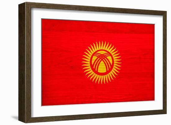 Kyrgyzstan Flag Design with Wood Patterning - Flags of the World Series-Philippe Hugonnard-Framed Art Print